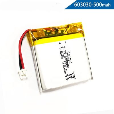 UN38.3 ricaricabile 603030 3,7 V 500mah Li Polymer Battery