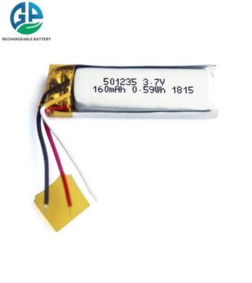 Ricaricabile 501235 160mAh 3.7V Lipo Battery Pack KC IEC62133 Batterie polimeriche al litio per giocattoli