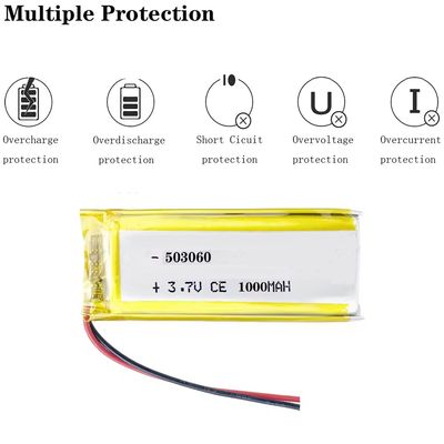 comprare KC CB ricaricabile IEC62133 Approvato 503060 Lithium Polymer Battery Pack 1000mah 3.7v online manufacture