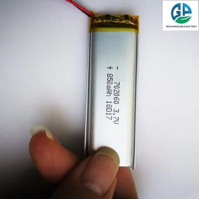 comprare Batteria polimerica agli ioni di litio di alta capacità 3.7V 850mAh 500 volte Batteria polimerica agli ioni di litio 702060 3.7v 850mah online manufacture