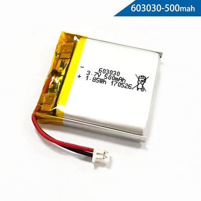 comprare IEC62133 Certificato 3.7V 500mAh 603030 Lithium Polymer Battery Pack per prodotti digitali online manufacture
