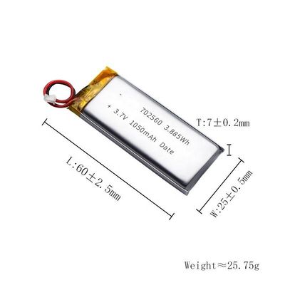 Capacità ricaricabile Li Poly Battery Pack 702560 di 5C 3.7V 1200mAh