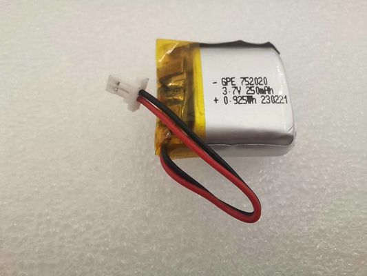 Dispositivo Li Polymer Battery, batteria di bellezza del polimero di 3.7V 752020 250mAh Lipo