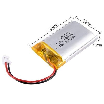 batterie del polimero del litio di 3.7V 800mAh, 102535 pacchetti della batteria del polimero del litio