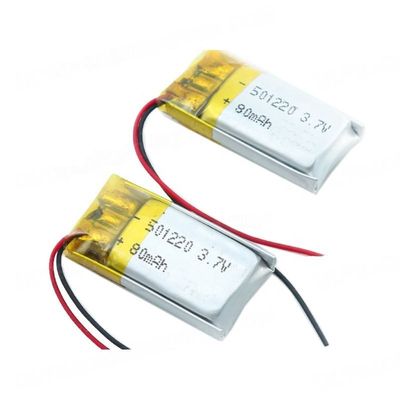 501220 batteria di piccola dimensione ricaricabile del polimero del litio di 3.7v 80mah per i CB KC della cuffia avricolare di BT