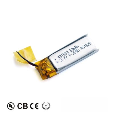 Gioca 401030 la batteria KC del polimero del litio di 80mah 3.7v con il connettore del PCM del cavo