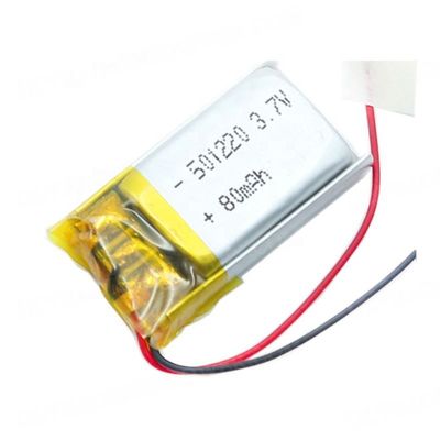 batteria al litio del polimero di 80mAh 501220 3.7V KC con il connettore del PCM del cavo