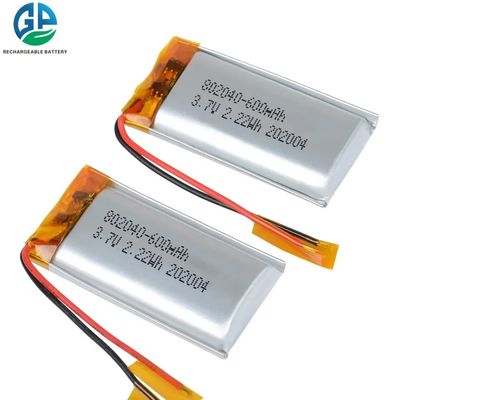 Pacchetto della batteria del KC 3.7v 2.22wh 600mah Lipo, 802040 Li Poly Rechargeable Battery Pack