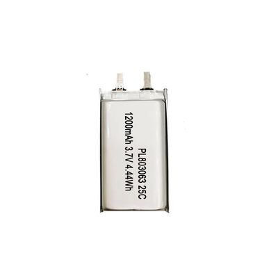 3.7V 1200mAh 25C Discharge Rate IEC62133 UL Approved Lithium Polymer LiPo Battery Pack ricaricabile
