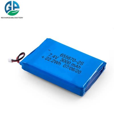 Batteria ai polimeri di litio da 7,4 V 3000 mAh con protezione da sovraccarico per una fonte di alimentazione affidabile