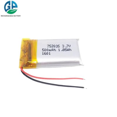 752035 500mah 3.7v Li Poly batteria ricaricabile per lettore audio