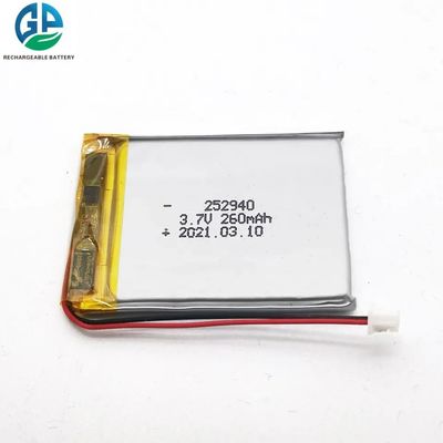 IEC62133 Approvato 3.7V 260mAh 252940 Lithium Polymer Battery Pack Batteria ricaricabile LiPo
