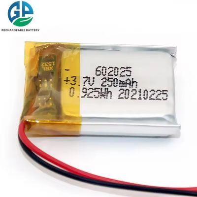 IEC62133 KC Approvato batteria al litio polimerica ricaricabile Lipo 602025 250mah 3.7v