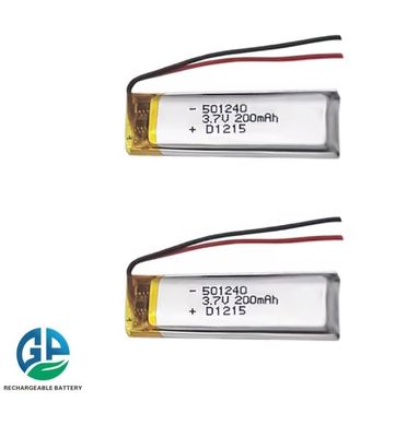 Piccola batteria in polimero di Li da 3,7 V 200 mAh 501240 per giocattoli elettronici e dispositivi intelligenti