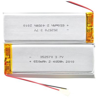 Batteria ad alta velocità di scarica Batteria a piena capacità KC 352570 600mAh Batteria al litio polimerico Pa 3.7V Batteria al litio ricaricabile