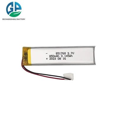Alta capacità 3.7V 850mAh 500 volte la durata del ciclo Batteria ricaricabile in polimero di litio 851768 1S1P