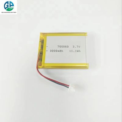 Batteria ad alta velocità di scarica 3.7V 3000mah 30C Max60C Batteria Lipo ricaricabile 755060 3.7v 3000mah batteria agli ioni di litio per prodotti digitali