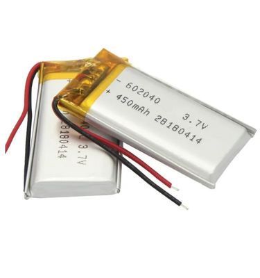 Batterie al litio 602040 ricaricabili con Li-polymer 3.7V 450mAh