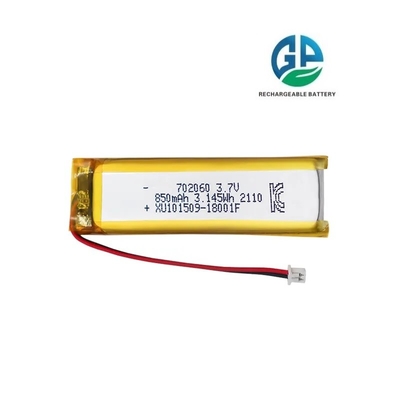 KC, MSDS, RoHS approvato Batteria ricaricabile Li-ion 3.7v 850mAh Batteria polimerica al litio 702060