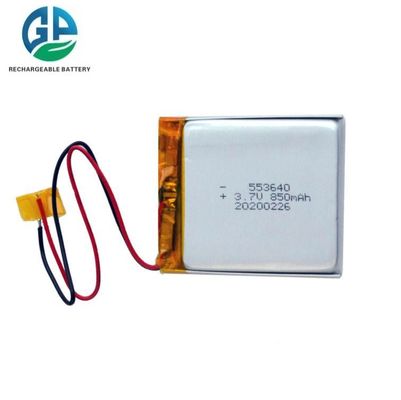 Batteria polimerica agli ioni di litio di alta capacità 3.7V 850mAh 553640 Batteria Lipo ricaricabile